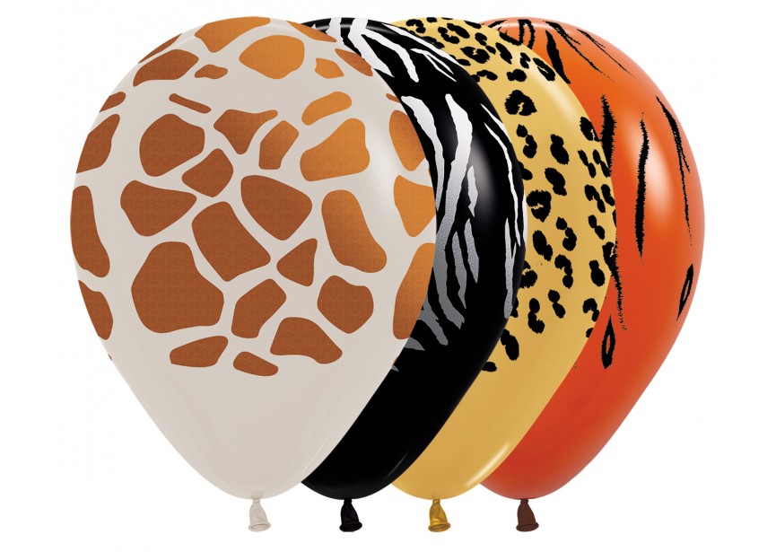 Latex ballon - Mix Animal Prints 25st - Metallic Ink