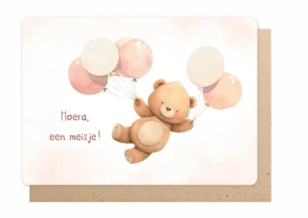 Wenskaart - Hoera een meisje!