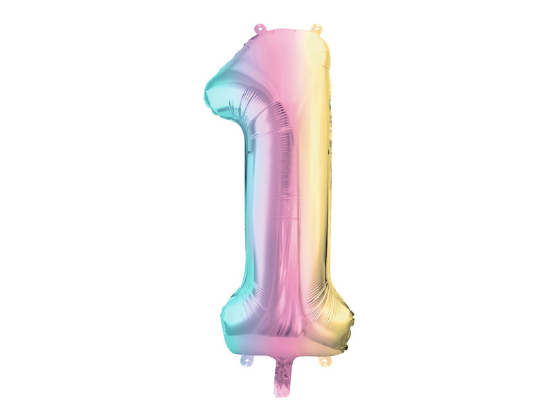 Folie ballon cijfer '1' regenboog