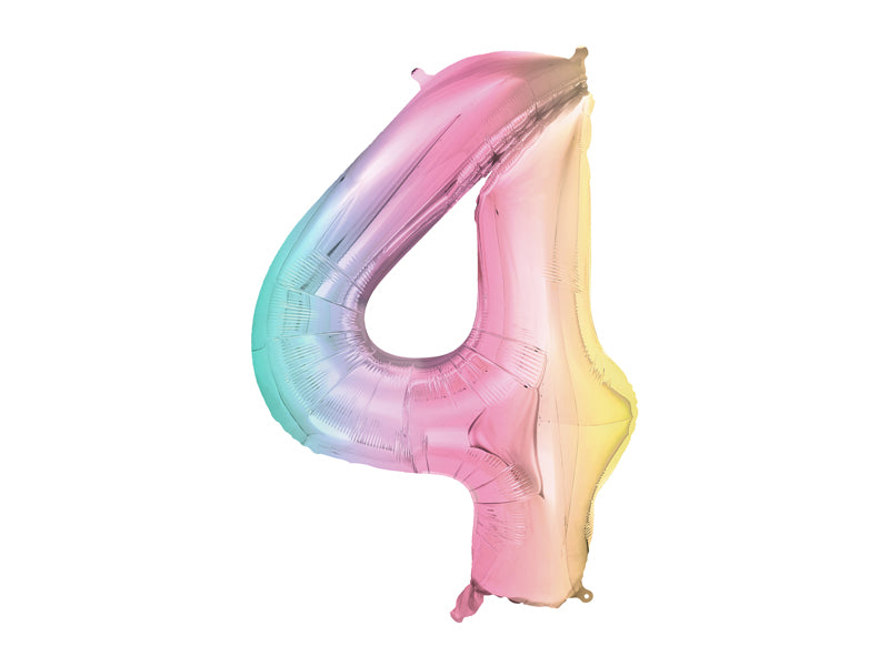 Folie ballon cijfer '4' regenboog