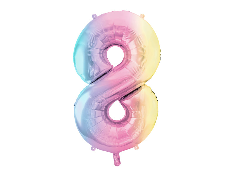 Folie ballon cijfer '8' regenboog