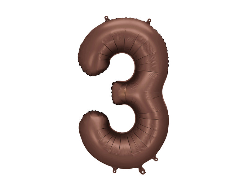 Folie ballon cijfer '3' Bruin