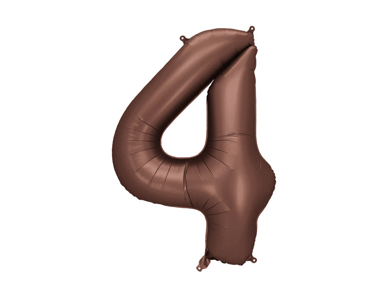 Folie ballon cijfer '4' Bruin
