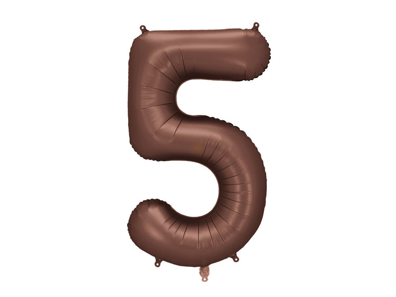 Folie ballon cijfer '5' Bruin