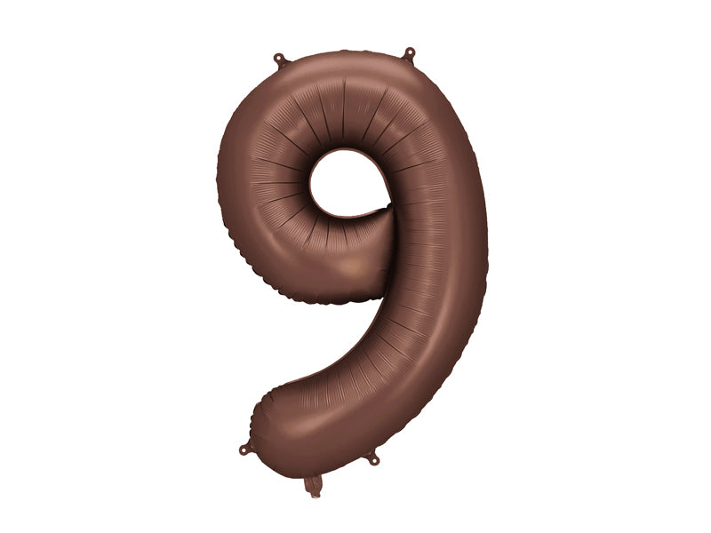 Folie ballon cijfer '9' Bruin