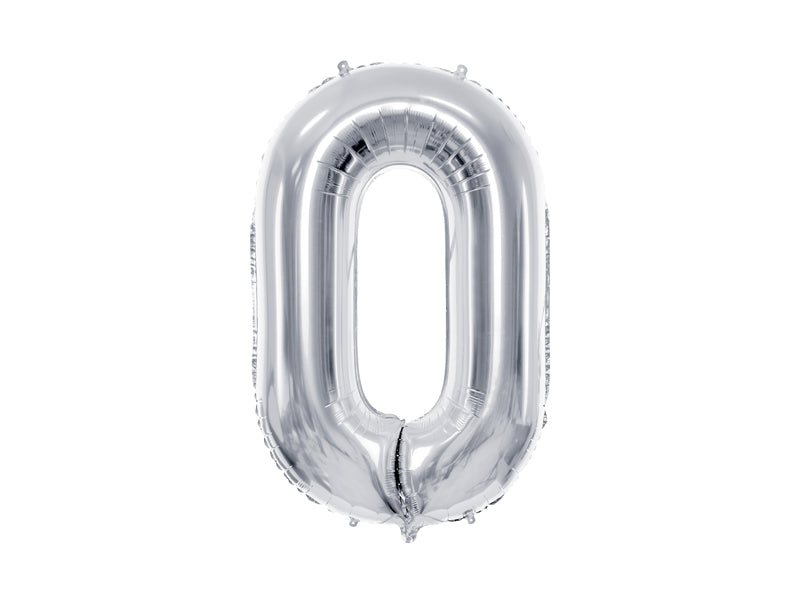 Folie ballon cijfer '0' zilver