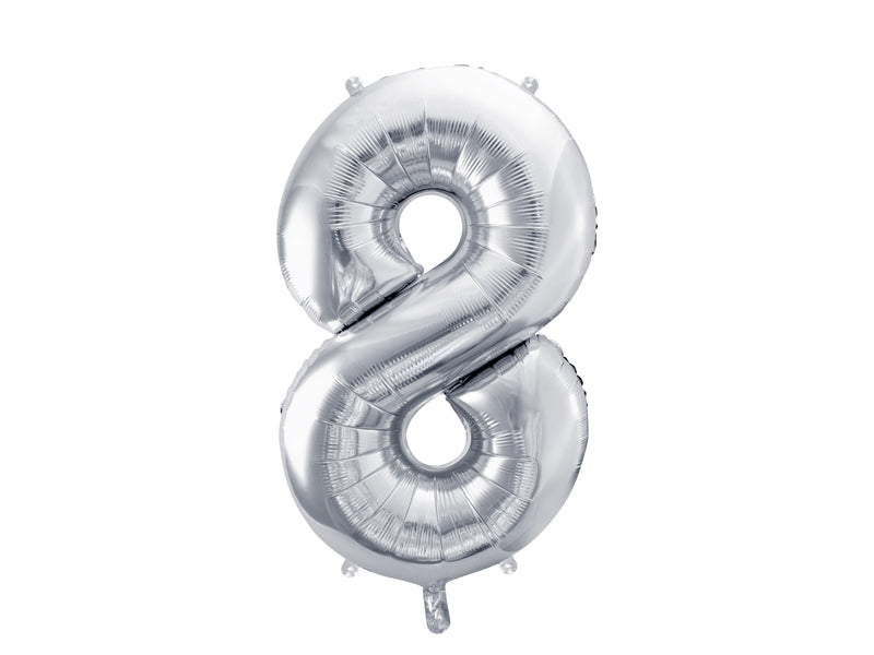 Folie ballon Cijfer '8' zilver