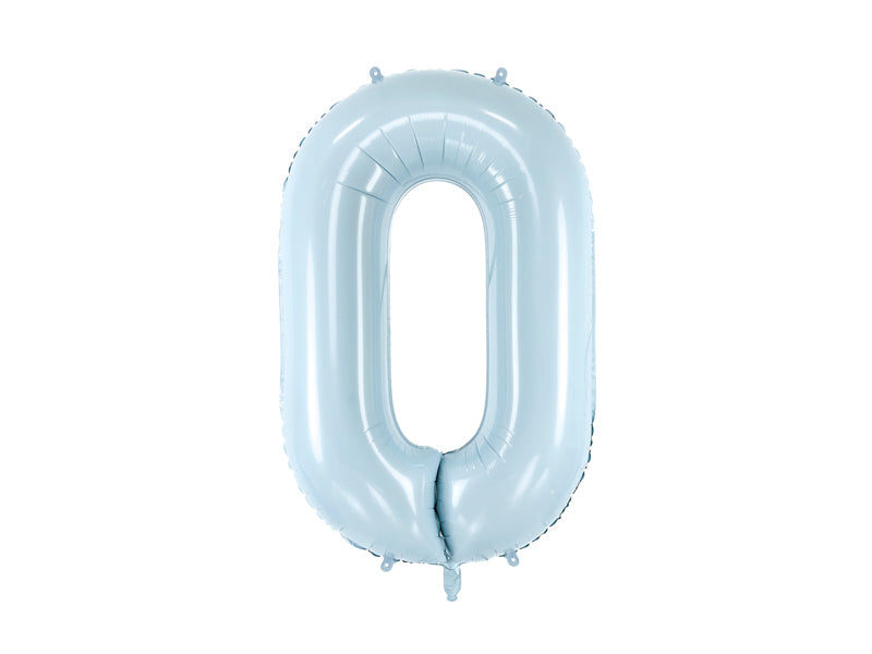 Folie ballon cijfer '0' lichtblauw