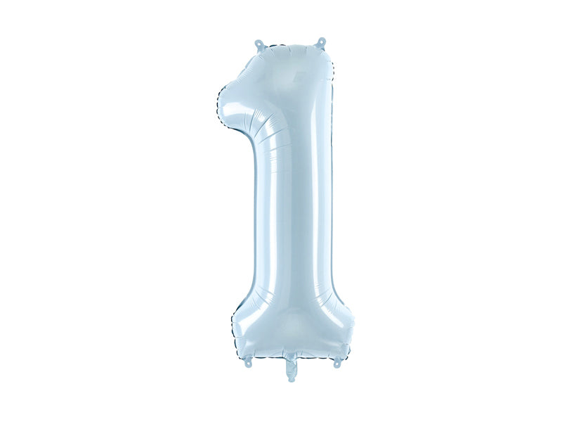 Folie ballon cijfer '1' lichtblauw