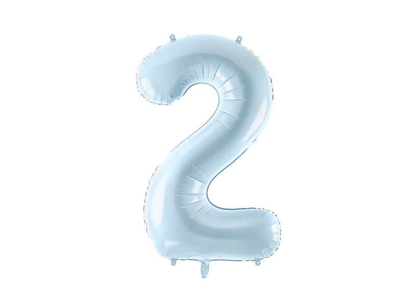 Folie ballon cijfer '2' lichtblauw