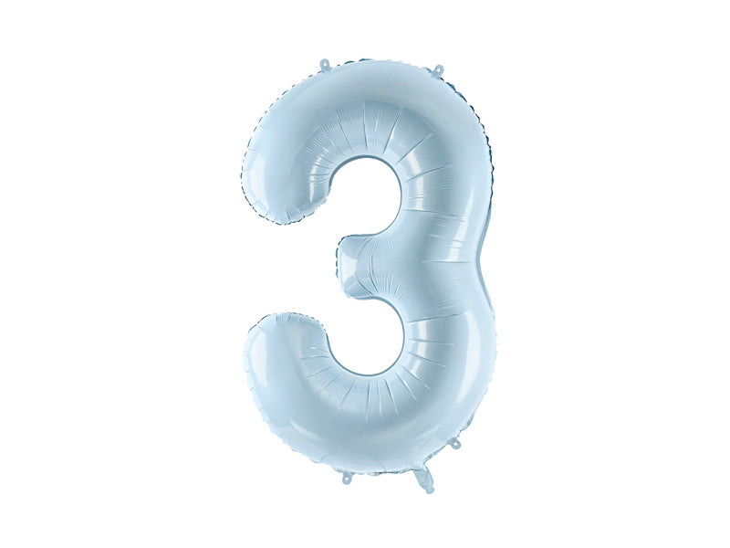 Folie ballon cijfer '3' lichtblauw