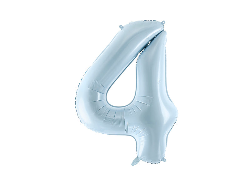 Folie ballon cijfer '4' lichtblauw