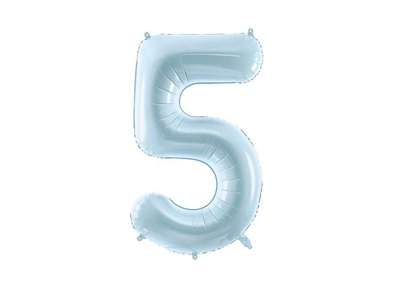 Folie ballon cijfer '5' lichtblauw