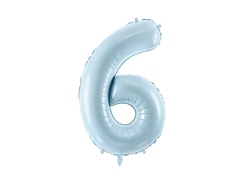 Folie ballon cijfer '6' lichtblauw