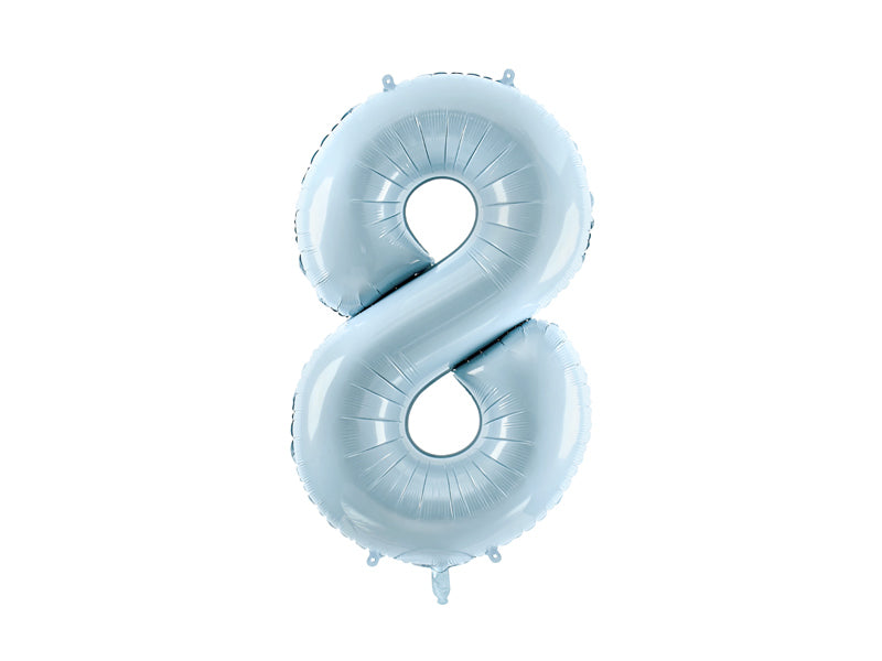 Folie ballon cijfer '8' lichtblauw