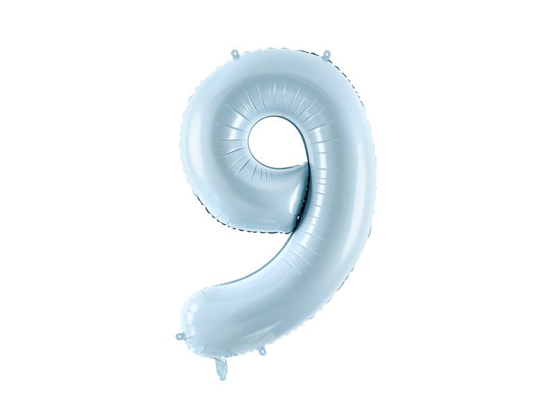 Folie ballon cijfer '9' lichtblauw