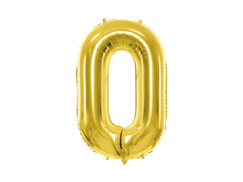 Folie ballon cijfer '0' goud