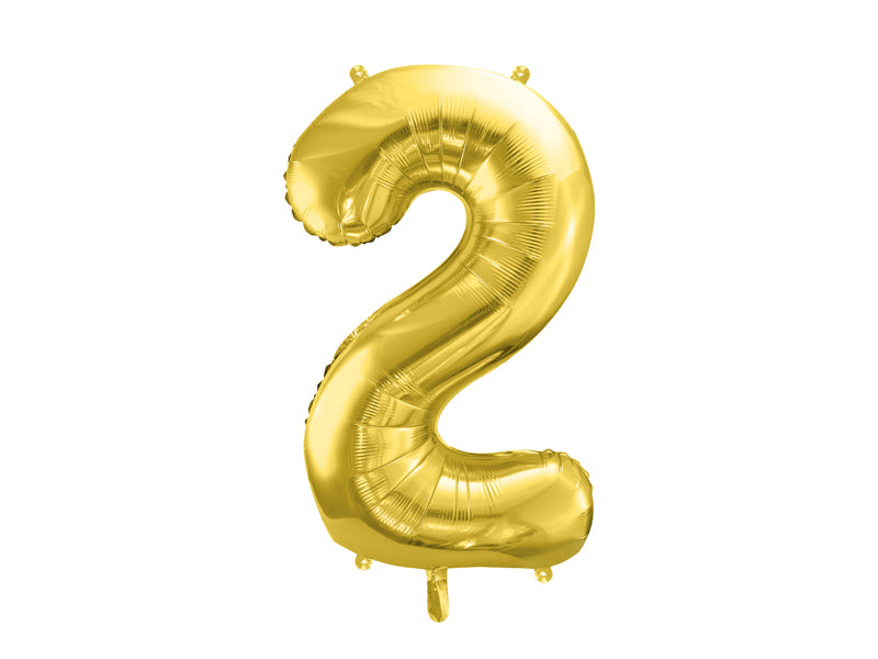Folie ballon cijfer '2' goud
