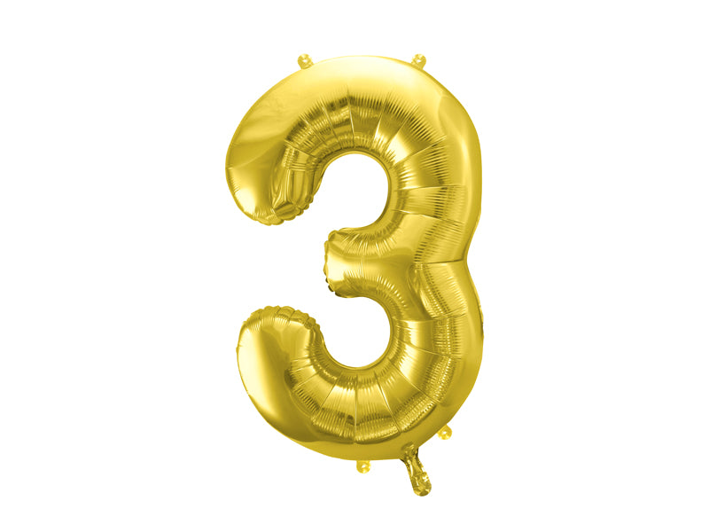 Folie ballon cijfer '3' goud