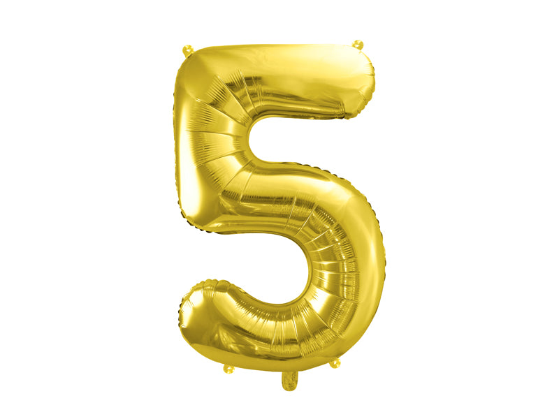 Folie ballon cijfer '5' goud