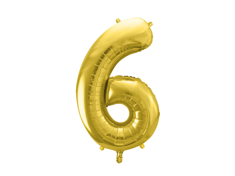 Folie ballon cijfer '6' goud