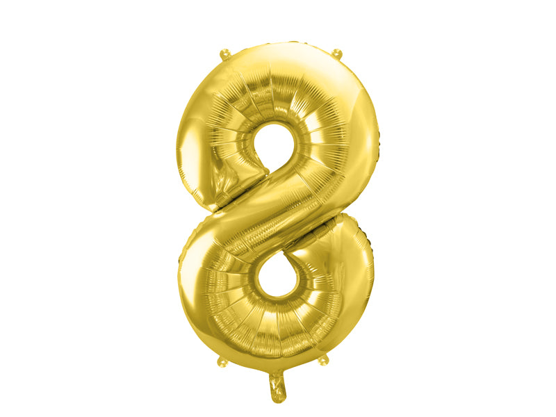 Folie ballon cijfer '8' goud