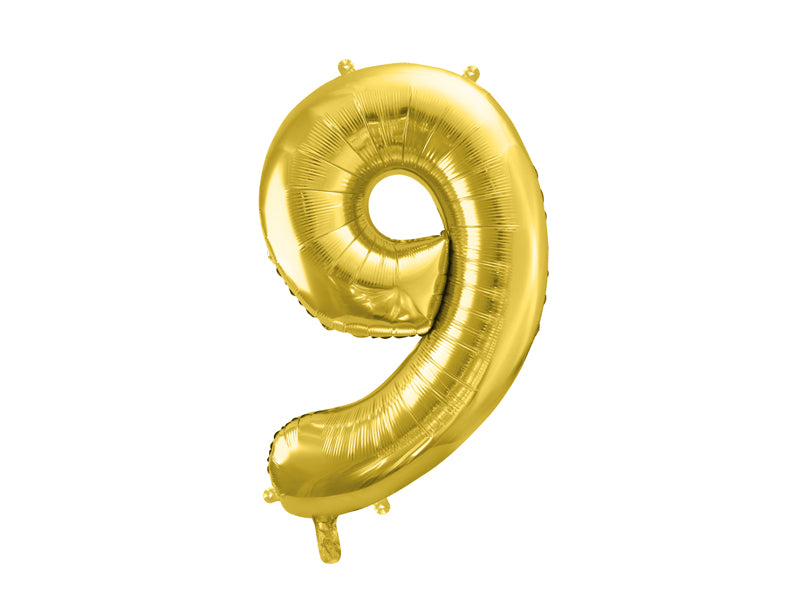 Folie ballon cijfer '9' goud
