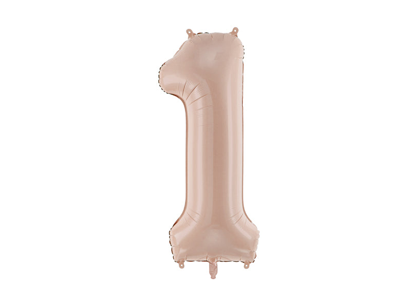 Folie ballon cijfer '1' donkerbeige