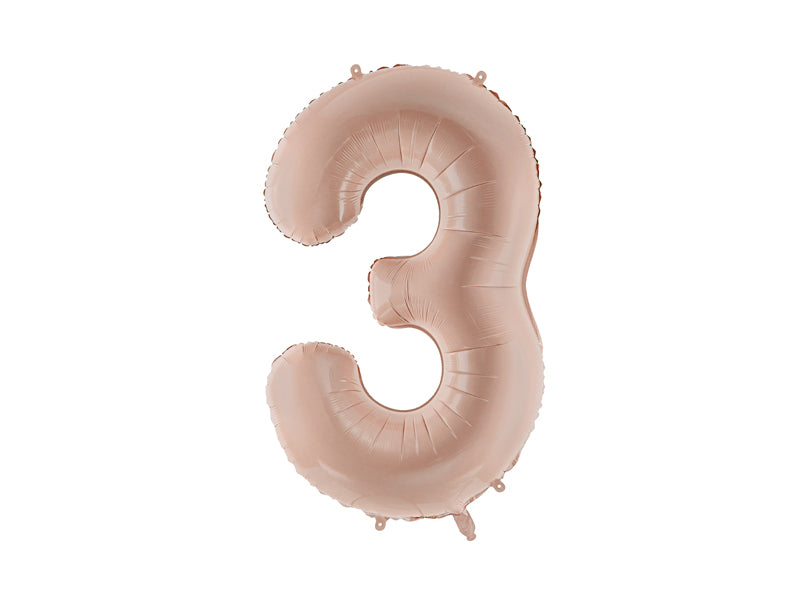 Folie ballon cijfer '3' donkerbeige