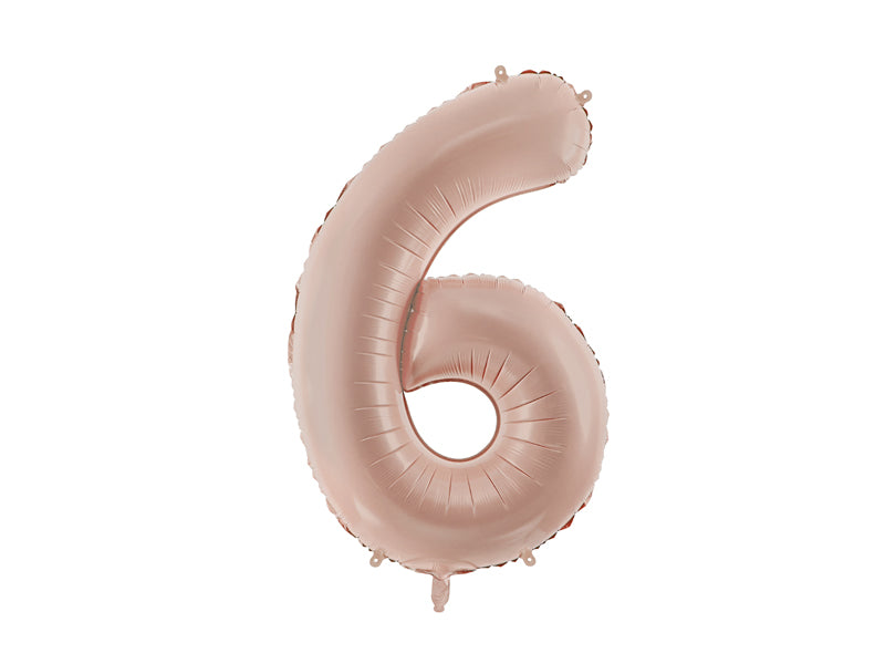 Folie ballon cijfer '6' donkerbeige
