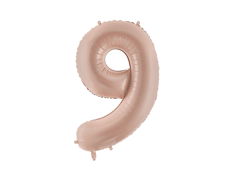 Folie ballon cijfer '9' donkerbeige