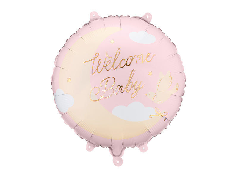 Folie ballon - Welcome Baby lichtroze