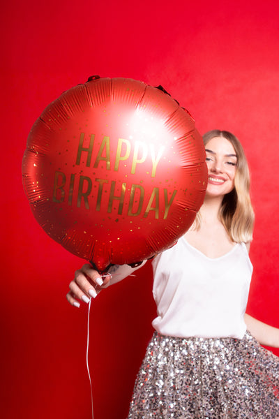 Folie ballon Happy Birthday - Rood