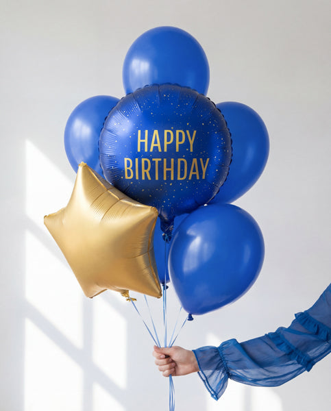 Folie ballon Happy Birthday - Blauw