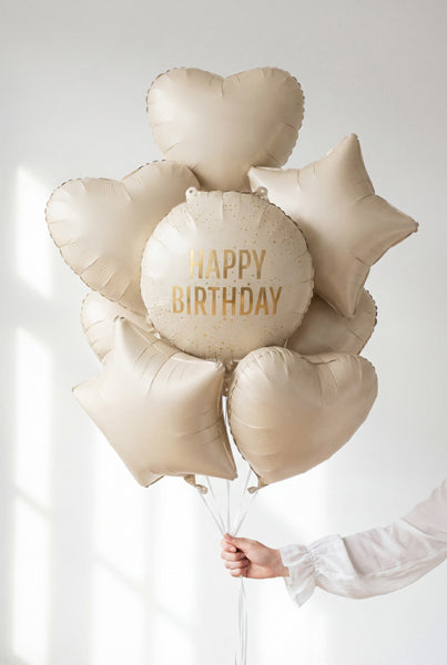 Folie ballon Happy Birthday - Beige