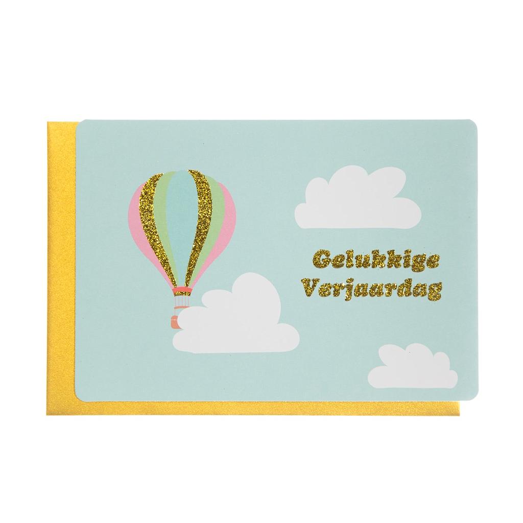 Wenskaart - Gelukkige verjaardag met gouden glitter