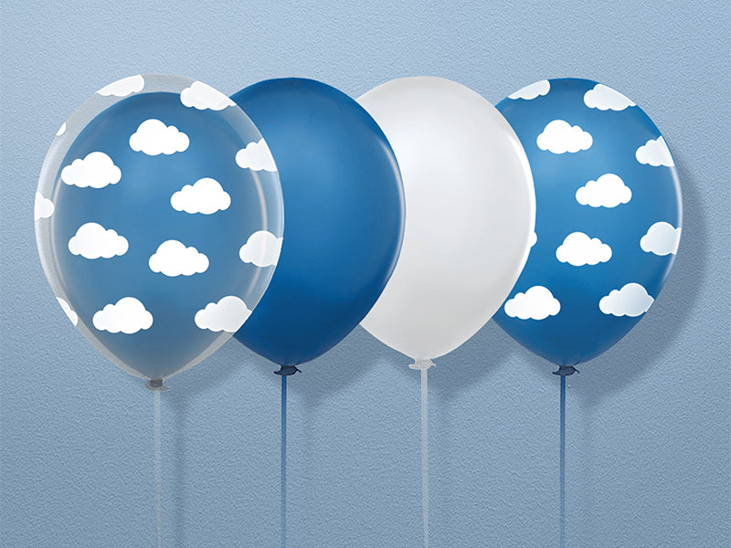 Latex ballon - Doorzichtig met wolkjes