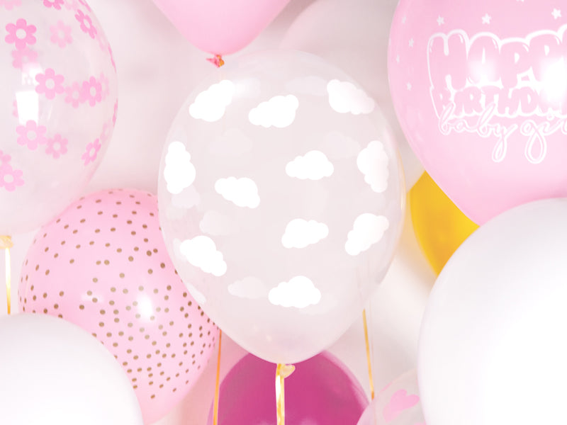 Latex ballon - Doorzichtig met wolkjes