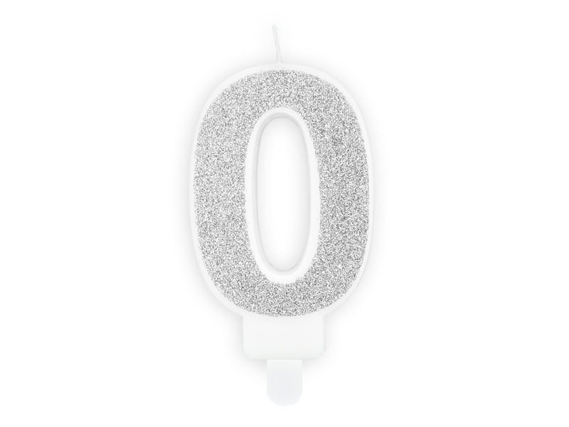 Kaars cijfer '0' zilver