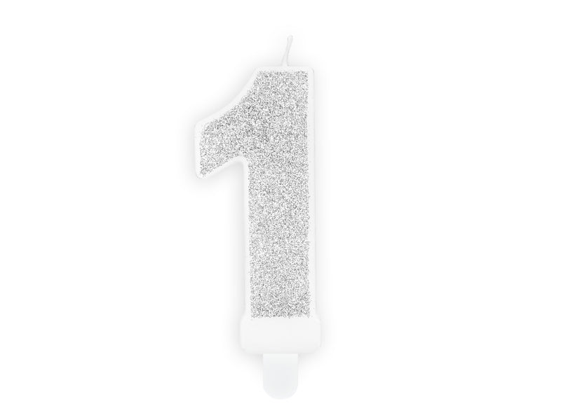 Kaars cijfer '1' zilver