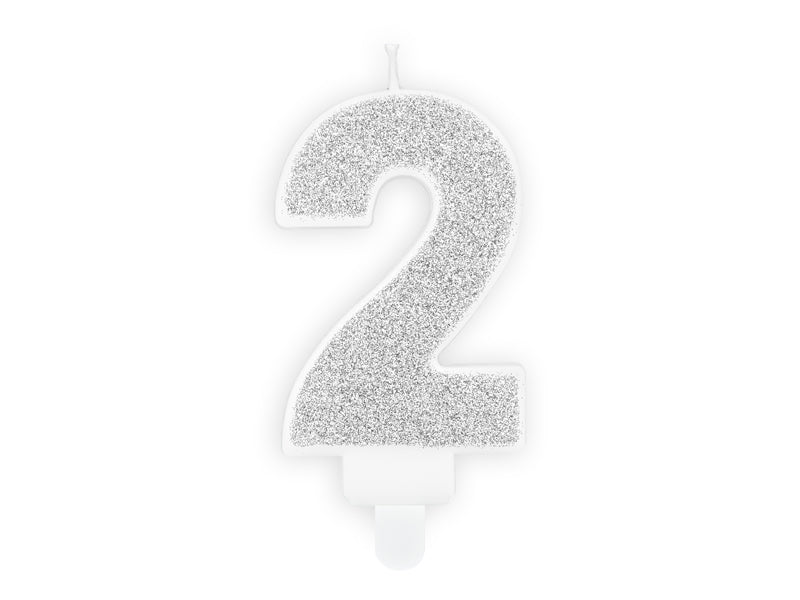 Kaars cijfer '2' zilver