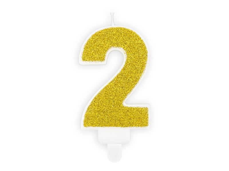 Kaars cijfer '2' Goud