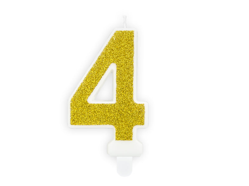 Kaars cijfer '4' Goud
