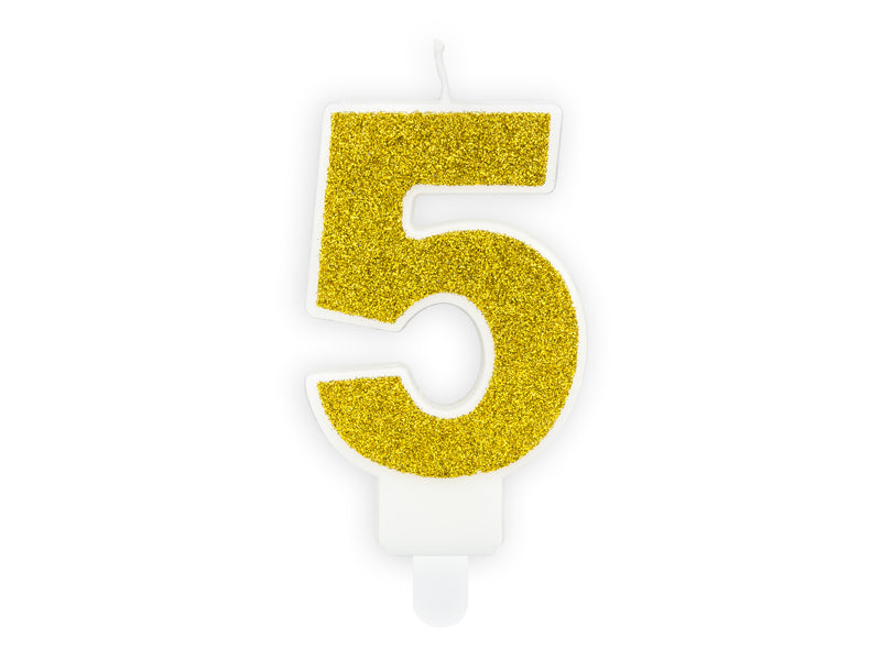 Kaars cijfer '5' Goud