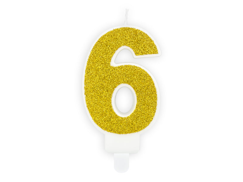 Kaars cijfer '6' Goud