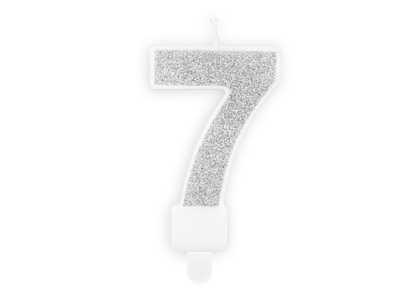 Kaars cijfer '7' zilver