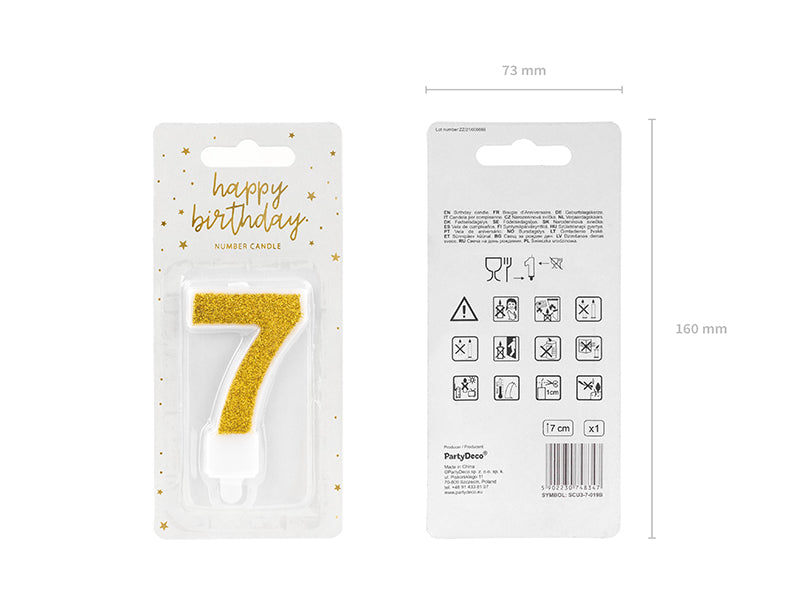 Kaars cijfer '7' Goud