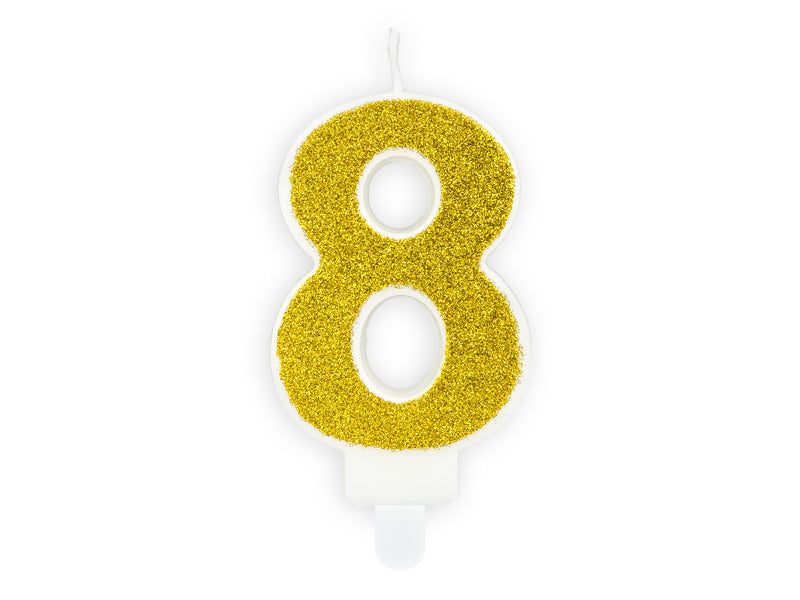 Kaars cijfer '8' Goud