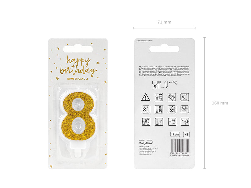 Kaars cijfer '8' Goud