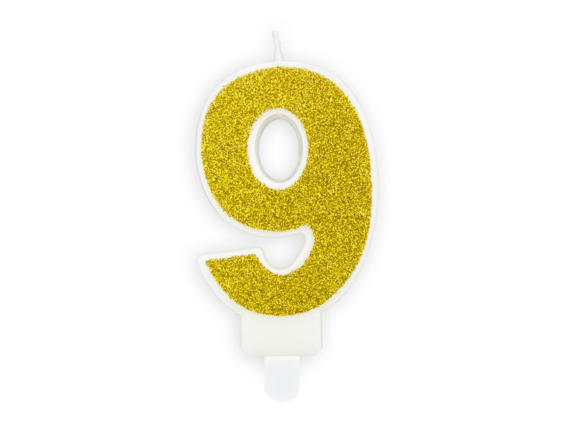 Kaars cijfer '9' Goud